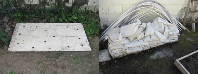 Sandbags stacked on a pallet