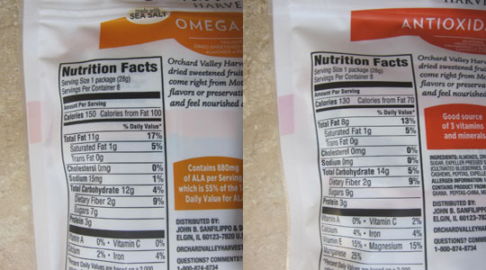 Orchard Valley Harvest nutrition info