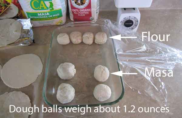 Homemade tortilla dough balls