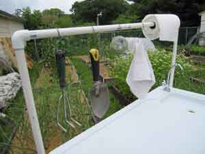 garden table tool rack